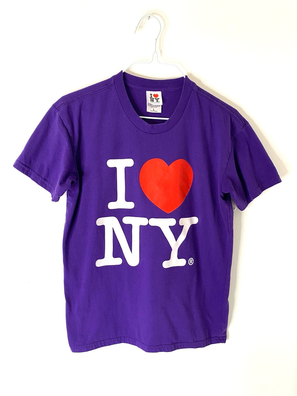 I Love NY Purple Graphic T Shirt Official Licensed Youth Large NYC Souvenir